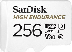 256GB High Endurance Video microSDXC Card with Adapter for Dash Cam and Home Monitoring systems C10 U3 V30 4K UHD Micro SD Card SDSQQNR256GGN6IA