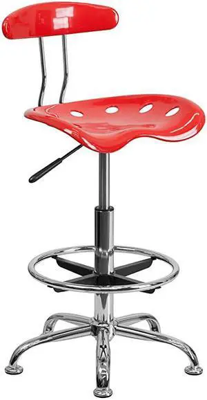 Vibrant Cherry Tomato and Chrome Drafting Stool with Tractor Seat LF215CHERRYTOMATOGG