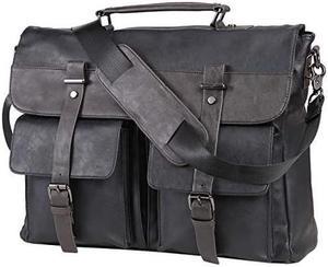 Messenger Bag for Men, 17.3 Inch Vintage Laptop Bag Briefcase Satchel, Large Messenger Bag Water Resistant School Work Bag (Black)