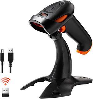 Wireless 2D QR Barcode Scanner with Stand 3 in 1 Compatible with Bluetooth 24GHz Wireless Wired Connection Connect Smart Phone Tablet PC USB Image Bar Code Reader with Vibration Alert