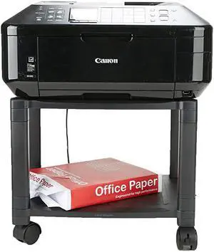 Classify Mobile Printer Cart with Cable Management BlK 2 Tiers Black