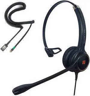 IPH250 OptimoX Single Ear Noise CancellingCorded Headset for Call CenterOfficeLandline Phones with U10PS Bottom Cable w RJ9 Jack Cable Works with All Yealink ModelsSnomLG Other Phones