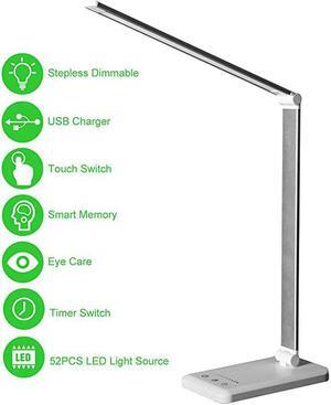 LED Desk LampEyeCaring Table LampsStepless Dimmable Office Lamp with USB Charging PortTouchMemoryTimer Function25 Brightness LightingFoldable Lamp for ReadingStudyingWorking