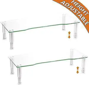 Pack Computer Monitor Riser with Height Adjustable Multi Media Desktop Stand for Flat Screen LCD LED TV LaptopNotebookXbox OneHD01T01