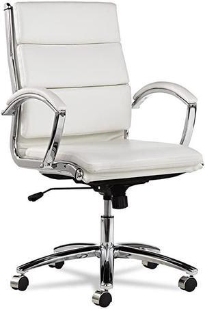 Neratoli MidBack SwivelTilt Chair White Faux Leather Chrome Frame