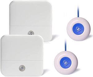 Wireless Caregiver Pager Call Button Personal Help Alert Pager System for Home Nurses Caregivers Patients Elderly 2 Waterproof Transmitters 2 Plugin Receivers