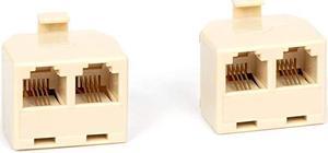 Duplex Jack Phone Wall Adapter 2Way Phone Splitter Line 1amp2 Line 1amp2 Wall Jack Phone RJ11 Adapter 4 Conductor Connector 2 Phone Lines Ivory 2 Pack