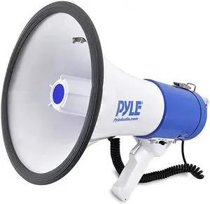 Megaphone Speaker PA Bullhorn with Builtin Siren 50 Watts Adjustable Volume Control and 1200 Yard Range Ideal for Football Baseball Basketball Cheerleading Fans amp Coaches or for Safety Drills PMP50