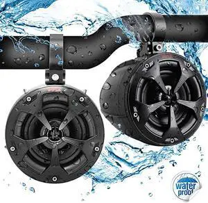 PLUTV41BK 2Way Dual Waterproof OffRoad Speakers 4 Inch 800 Watt Marine Grade Wakeboard Tower Speakers System Full Range Outdoor Audio Stereo Speaker for ATV UTV Quad Jeep Boat Black