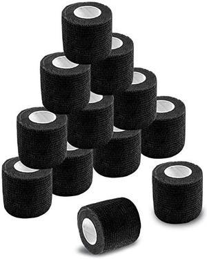 Adherent Wrap Tape Medical Cohesive Bandages Flexible Stretch Athletic Strong Elastic First Aid Tape for Sports Sprain Swelling and Soreness on Wrist and Ankle 12 Pack 2Inch X 5YardsBlack