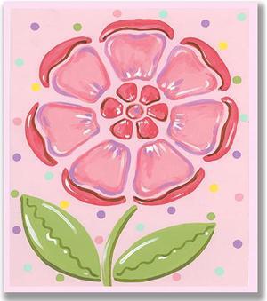 Pink Flower with Polks Dots Rectangle Wall Plaque