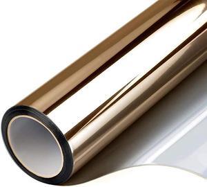 Blocking Window Privacy Foil FilmOne Way Mirror Tint Heat Control Insulation Window Coverings AntiUV Reflective Glass Cling Static Mirror Bronze Vinyl NonAdhesive 236 Inch x 65 Feet Brown