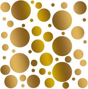 of 100 Gold Metallic Vinyl Wall Decals Assorted Polka Dots Stickers Removable Adhesive Safe on Smooth or Textured Walls Round Circles for Nursery Kids Room Bathroom Decor