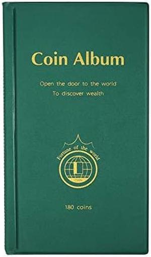 180 Pockets Coin Collecting Holders Book Album for Collectors Coin Collection Supplies Collector Album Storage Suitable for Coin Diameter Less Than 166 Inches Storage Green