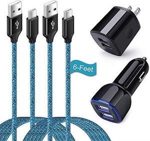 USB Car Charger Adapter Wall Charger Plug with 2 Pack Fast Charging Type C Cable Compatible for Samsung Galaxy S10e S10 A50 A10e A20 A70 A80 Note 9 10 Pro Note 8 Google Pixel 3 3a 2 XL Moto G7
