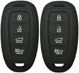 2Pcs  Rubber 4 Buttons Key Fob Remote Cover Case Protector Keyless Jacket for Hyundai Kona Azera Grandeur IG Black