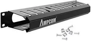 1U Cable Management Horizontal Mount 19 inch Server Rack with Mounting Screws 12 Slot Metal Finger Duct Wire Organizer with Cover