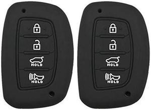 2Pcs Rubber Key Fob Remote Cover Keyless Entry Jacket Holder for 2018 2017 2016 Hyundai Tucson Elantra Sonata 4Buttons NOT FIT FlipPop OutFolding Key