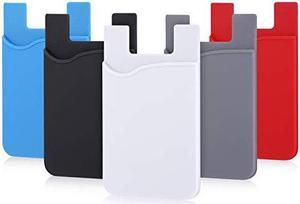 Phone Card Holder  5 Pack UltraSlim Credit Card Holder Adhesive Pocket Compatible for iPhone Samsung iPad LG Sony More Android Smart PhonesBlack White Gray Blue Red