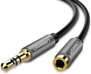 35mm Male to Female Extension Stereo Audio Extension Cable Adapter Gold Plated Compatible for iPhone iPad Smartphones Tablets Media Players Black PVC 3FT