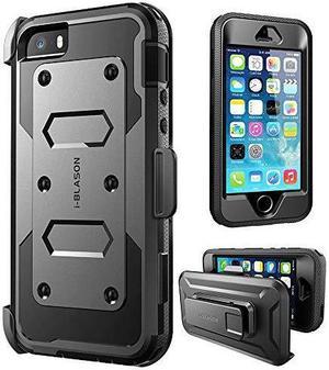 Armorbox Case Designed for iPhone 55sSE Builtin Screen Protector Full Body Heavy Duty Protection Holster Bumper Case for Apple iPhone SEiPhone 5S5 Black