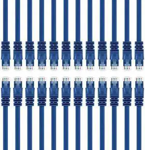 24Pack Cat5e Ethernet Patch Cable 6 Feet Snagless RJ45 Computer LAN Network Cord Blue Compatible with 24 48 Port Switch POE Rackmount 24port Gigabit