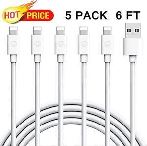 iPhone Charger  5 Pack 6ft Lightning Cable iPhone Charging Syncing Cord Charger Cable Compatible iPhone X 8 8Plus 7 7Plus 6S 6Splus 6 6Plus SE 5 5S 5C More