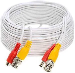 White Premade BNC Video Power CableWire for Security Camera CCTV DVR Surveillance System Plug Play White 30