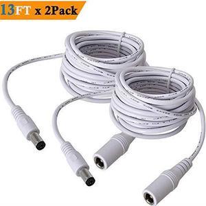 x 21mm Extension Cord 13FT DC 12v Power Supply Adapter for CCTV Security Camera Surveillance Indoor Wireless IP Camera Dvr Standalone LED Strip Car 12 Volt Male to Female Plug Cable 2 Pack