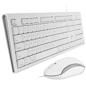Full Size USB Wired Keyboard Mouse Combo for Mac Mini Pro iMac Desktop Computer MacBook Pro Air Laptops Mac Compatible Apple Shortcuts Extended with Number Keypad Rubber Dome Keycaps