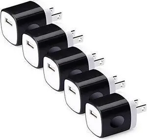 USB Wall Charger  5Pack 1A5V USB Power Adapter Wall Charger Plug Box Charging Block Cube Brick Compatible with iPhone Xs X 8 7 6S Plus iPad Samsung HTC LG Moto Android Phone Charger