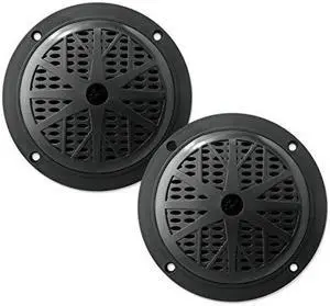 525 Inch Dual Marine Speakers 2 Way Waterproof and Weather Resistant Outdoor Audio Stereo Sound System with 100 Watt Power Polyprone Cone and Cloth Surround 1 Pair PLMR51B Black
