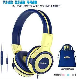 Kids Headphones with Microphone 94dB85dB75dB Volume Limited Headphone Share Port OnEar Wired Stereo Headphone with AUX Jack Foldable Durable Headphones for ChildrenTeens Yellow