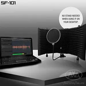 SF101 Recording Studio Microphone Isolation Shield With Vocal Windpop High Density Absorbing Foam Front with Desktop Stand Knobs
