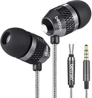 B25 Noise Isolating in Ear Canal Headphones Earphones with Pure Sound and Powerful Bass for iPhone iPad iPod Samsung Smartphones and Tablets Black Without Remote