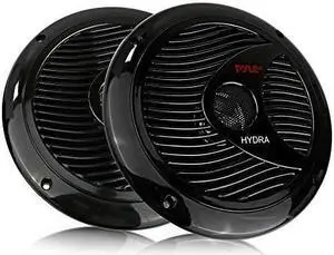 65 Inch Dual Marine Speakers 2 Way Waterproof and Weather Resistant Outdoor Audio Stereo Sound System with 150 Watt Power Polyprone Cone and Cloth Surround 1 Pair  PLMR60B Black