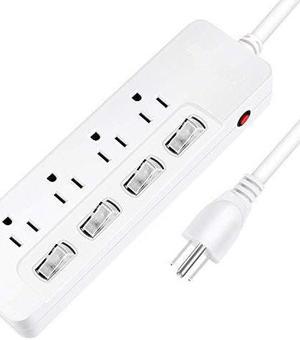 Surge Protector Power Strip with Circuit Breaker and Multi Outlet Individual Switches 6ft UL 14AWG Heavy Duty Power Extension Cord for Home Aquarium Office Hotel iPhone iPad and More