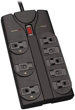 8 Outlet Surge Protector Power Strip 8ft Cord Right Angle Plug Black Lifetime Insurance TLP808B