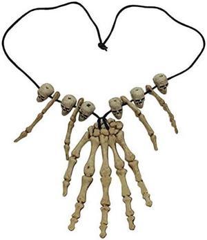 Skull Pendant Necklace Skeleton Head Hand Bone Charm Cosplay Fancy Party Jewelry