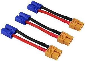 3pcs Male EC3 to Female XT60 XT60 Connector Adapter Converter Cable 14awg 196in for RC Lipo BatteryPack of 3