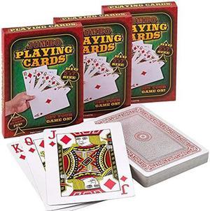 5 x 7 Inch Playing Cards Pack of 3 Decks Full Big Decks of Jumbo Poker Index Playing Card Set Each Deck is Perfect for Casino Theme Game Night and Magic Party Supplies