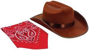 Junior Cowboy Hat with Bandanna Brown