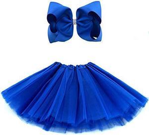 5 Layered Tulle Tutu Skirt for Girls with Hairbow and Hairties Ballet Dressing Up Kid Tutu Skirt
