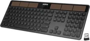 Arteck Wireless Solar Keyboard Full Size Solar Recharging Keyboard for Computer/Desktop/PC/Laptop/Surface/Smart TV and Windows 10/8 / 7 / Vista/XP Built in Rechargeable Battery