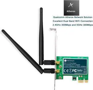 FebSmart Wireless Dual Band N600 (2.4GHz 300Mbps or 5GHz 300Mbps) PCI Express Wi-Fi Adapter for Windows XP 7 8 8.1 10 Server System (32/64bit) Desktop PCs-2-Stream MIMO PCIE Wi-Fi Card (FS-N600) FebSmart Wireless Dual Band N600 (2.4GHz 300Mbps or 5GHz 300Mbps) PCI Express Wi-Fi Adapter for Windows XP 7 8 8.1 10 Server System (32/64bit) Desktop PCs-2-Stream MIMO PCIE Wi-Fi Card (FS-N600)