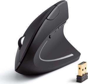 24G Wireless Vertical Ergonomic Optical Mouse 800  1200 1600 DPI 5 Buttons for Laptop Desktop PC Macbook  Black