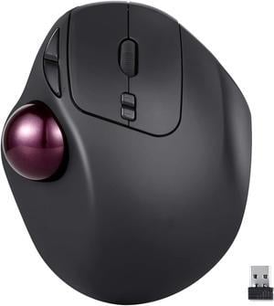 Perimice-717 Wireless Trackball Mouse, Build-in 1.34 Inch Trackball with Pointing Feature, 5 Programmable Buttons, 2 DPI Level, Black