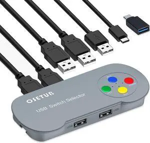 USB 2.0 Switch, USB 2.0 Switcher Selector 2 Computer Sharing 4 USB Devices KVM Switch Hub Adapter with Slideway for PC, Printer, Scanner, Mouse, Keyboard Easy Switch with 2 Pack USB Cable USB 2.0 Switch, USB 2.0 Switcher Selector 2 Computer Sharing 4 USB Devices KVM Switch Hub Adapter with Slideway for PC, Printer, Scanner, Mouse, Keyboard Easy Switch with 2 Pack USB Cable