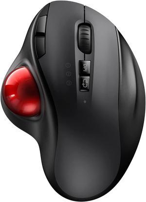 Bluetooth Trackball Mouse 24G USB Wireless  Bluetooth Ergonomic Mice Between 3 Device Rechargeable with USBC Port and 3 DPI for Windows Mac OS iOS Android  Black