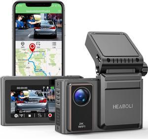 2K Dash Cam Front and Inside with Wi-Fi,GPS and Speed,Front and Cabin Dash Camera with Magnetic Bracket, 24Hr Parking Monitor, Super Night Vision and Loop Recording, Support APP